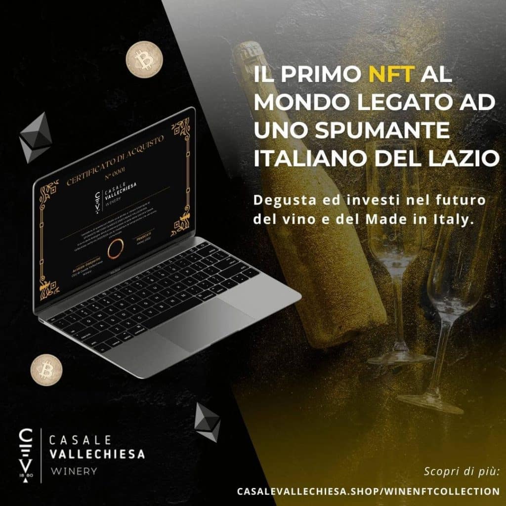 ll vino di Frascati diventa crypto wine con lemissione del primo NFT certificato di proprieta digitale al mondo per uno spumante del Lazio