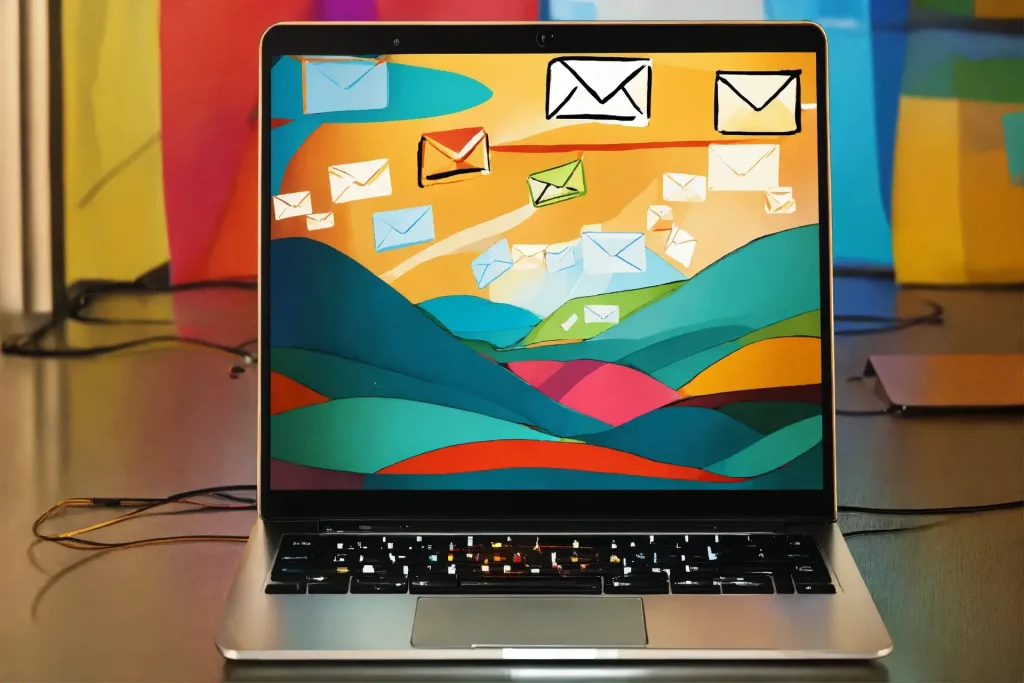 lap top with email messages